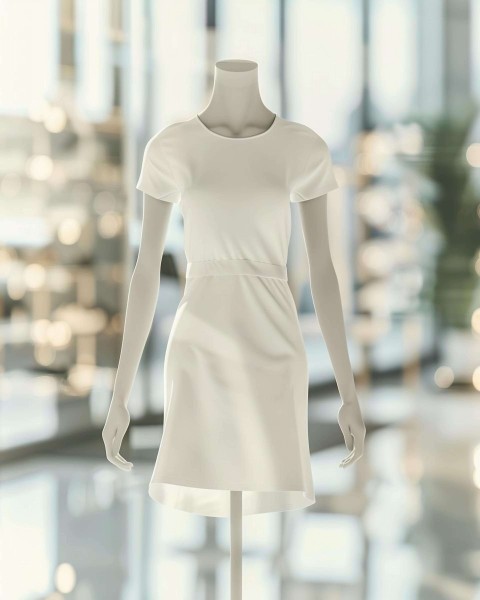 White Dress on Mannequin in Modern Environment