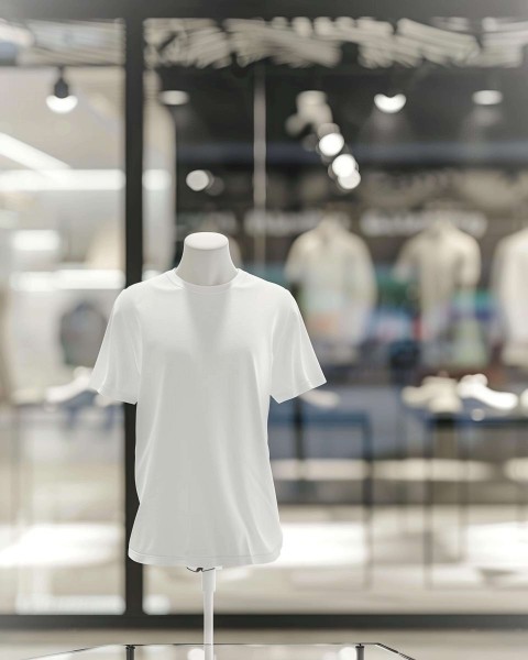 White T-Shirt Displayed in Fashion Retail Store