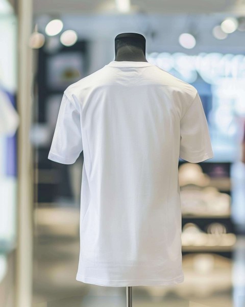 White T-Shirt Displayed on Mannequin in Retail Store