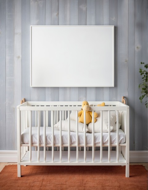 Baby Bed With Mock Up Poster White interior