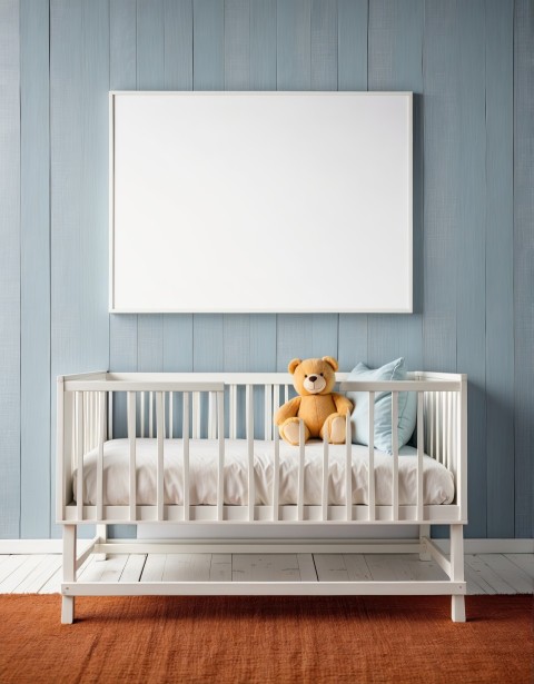 Baby Bed With Mock Up Poster White interior