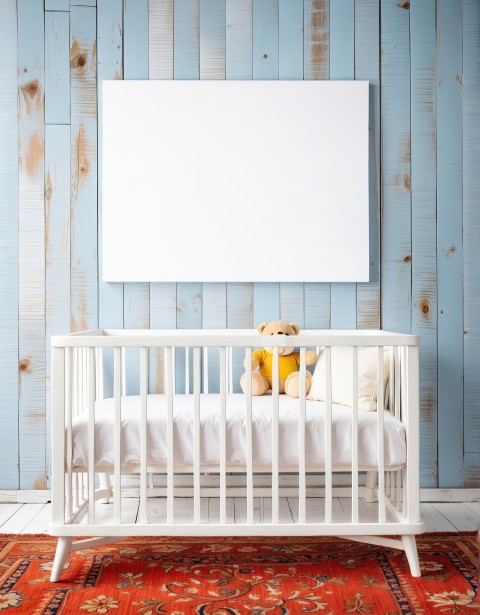 Baby Bed With Mock Up Poster White interior