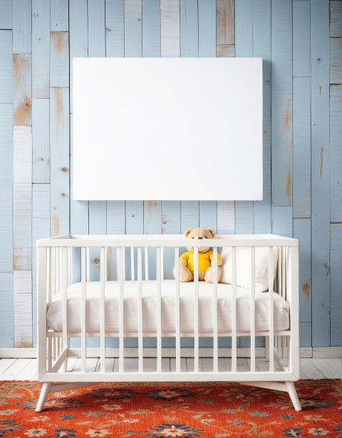 Baby Bed With Mock Up Poster White interior