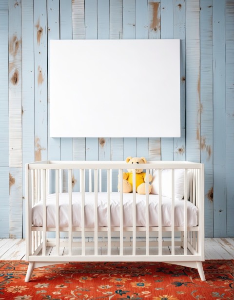 Baby Bed With Mock Up Poster White interior