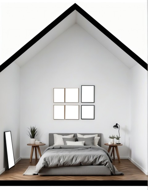 Bedroom With Posters Mockup Background