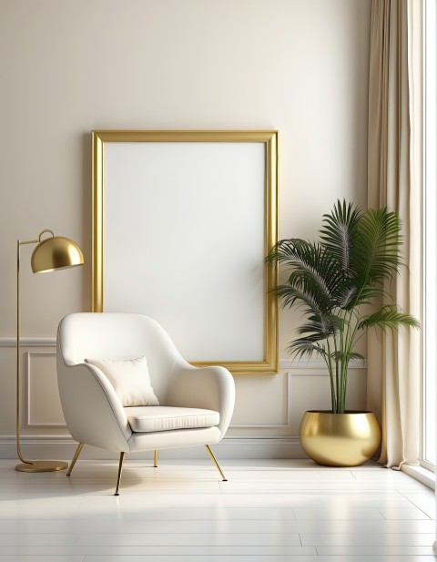 Modern Interior Background Empty Photo Frame Mockup Design