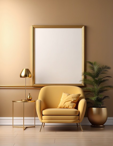 Modern Interior Background Empty Photo Frame Mockup Design