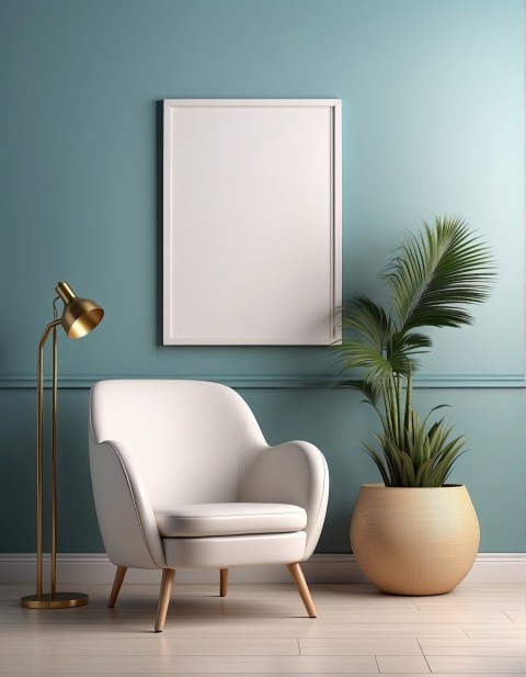 Modern Interior Background Empty Photo Frame Mockup Design