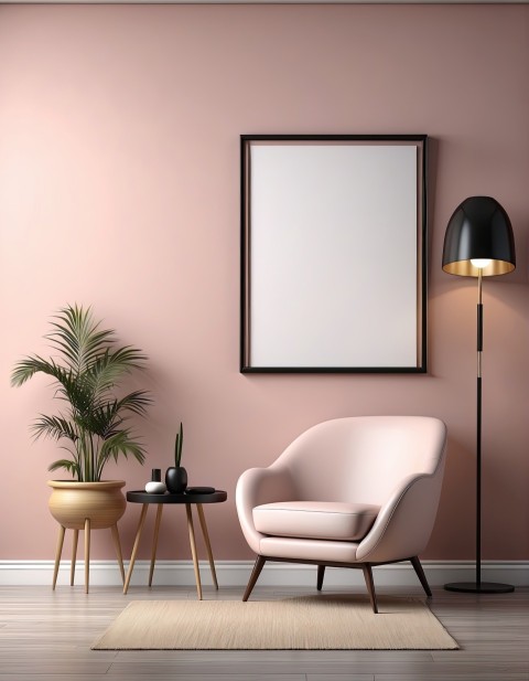 Modern Interior Background Empty Photo Frame Mockup Design