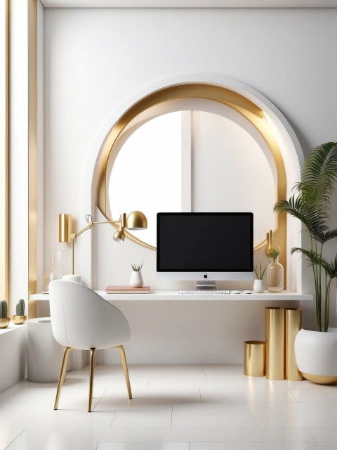 Modern Home Office Workspace Desk Mockup