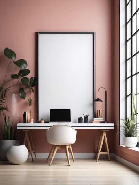 3D Poster Frame Workspace Mockup Template