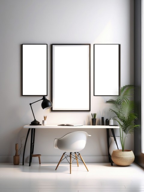 3D Poster Frame Workspace Mockup Template