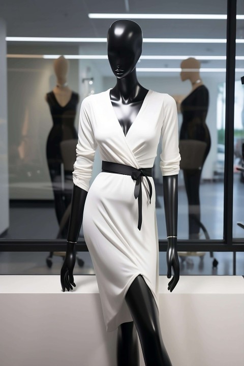 Elegant Mannequin in White Dress