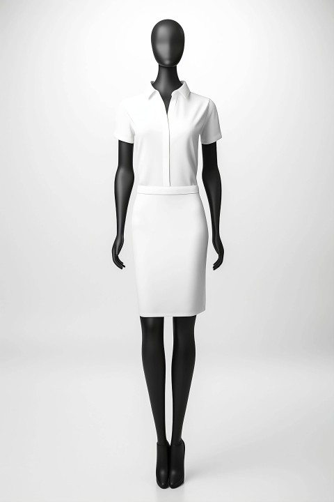 Elegant White Dress and Black Skirt Mannequin Pose