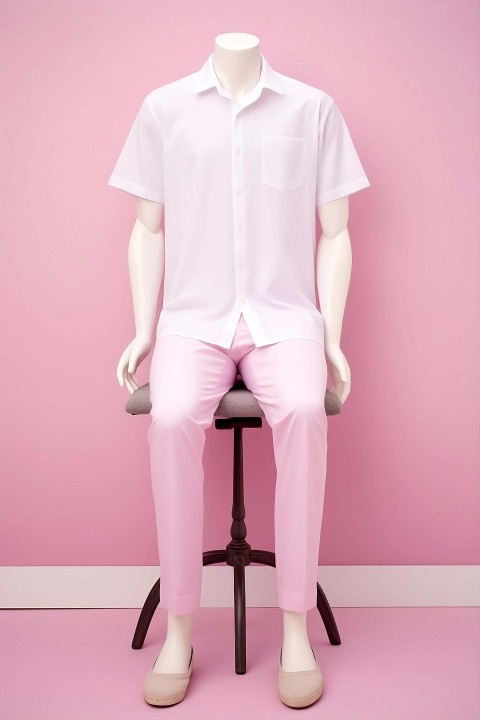 Stylish Mannequin in White and Pink Ensemble