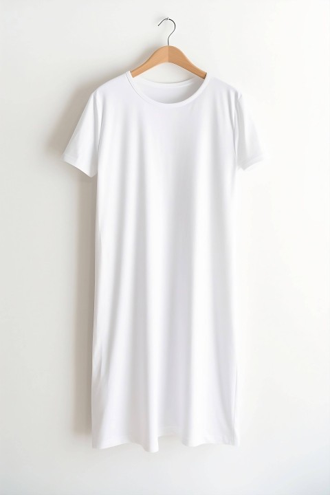 White T-Shirt on Wooden Hanger