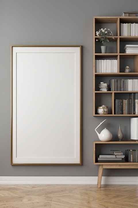 White Empty  Picture Frame Interior Wall Background