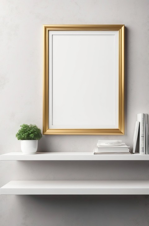 Empty Photo Frame Mockup With White Wall