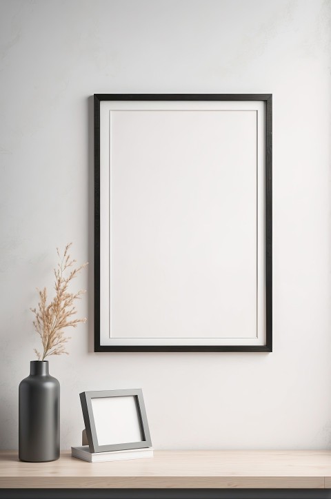 Empty Photo Frames On White Wall Image