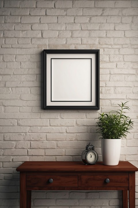 Blank Picture Frame On Brick Wall