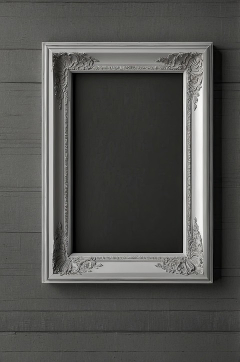 Empty Photo Frames On Dark Wall Background