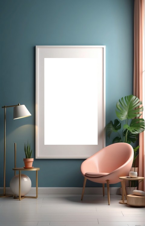 Empty Photo Frame With Workspace Interior Mockup