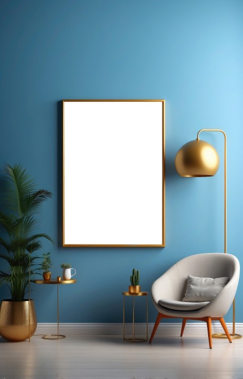 Empty Photo Frame With Workspace Interior Mockup