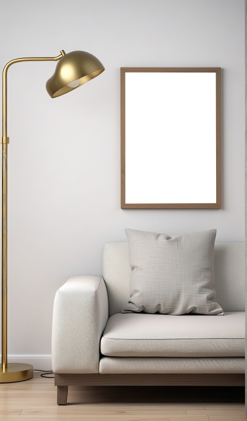 3D Model Of Poster In Living Room Lamp Sofa Background