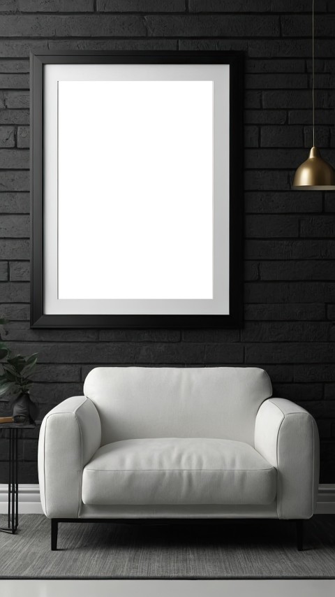 3D Living Room with an Artistic Poster mockup Wall Background