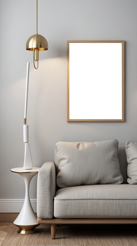 3D Model Of Poster In Living Room Lamp Sofa Background