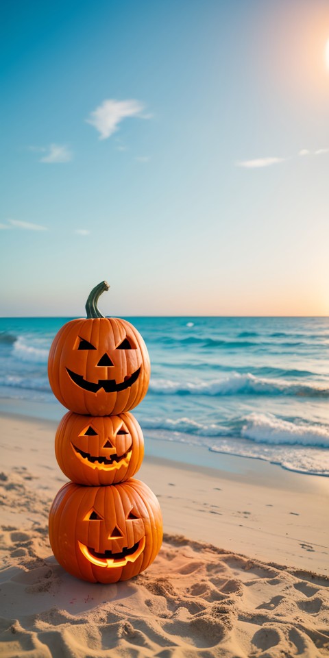 Orange Halloween Pumpkin with glowing eyes