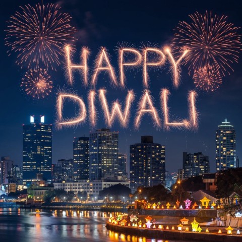 Celebrating Diwali With Fireworks And Lanterns Background