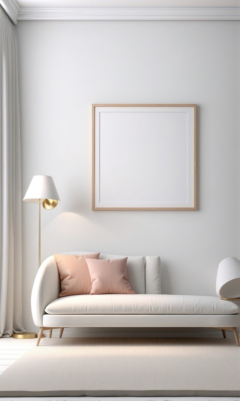 White Living Room With White Photo Frame Mockup