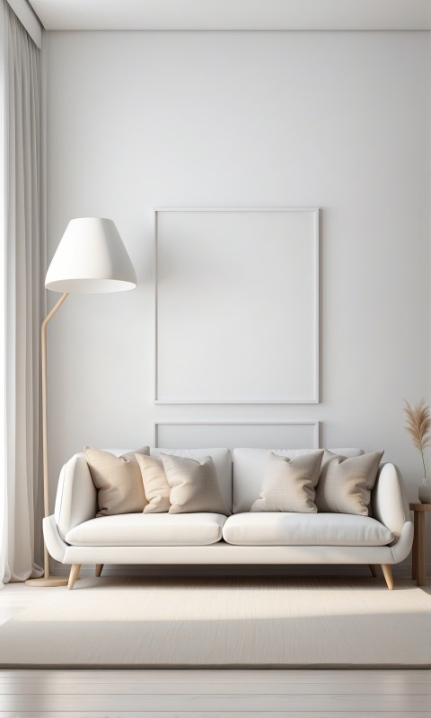 White Living Room With White Photo Frame Mockup