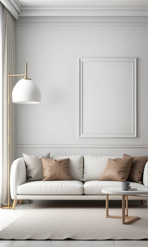 White Living Room With White Photo Frame Mockup