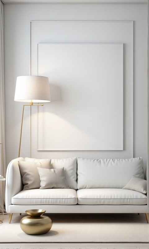 White Living Room With White Photo Frame Mockup