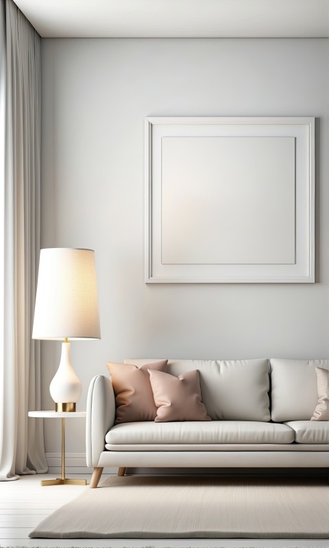 White Living Room With White Photo Frame Mockup