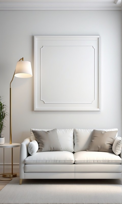 White Living Room With White Photo Frame Mockup